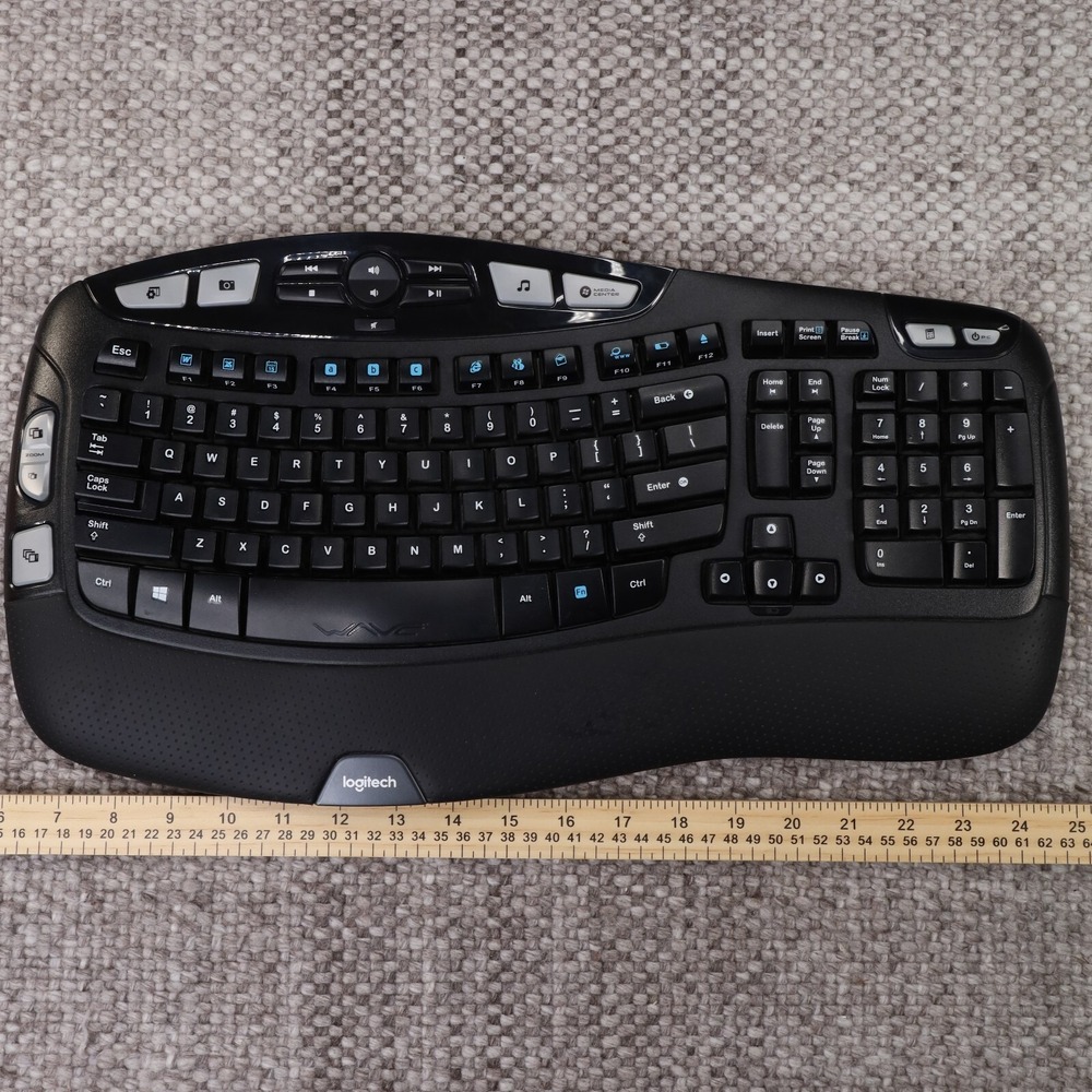 Logitech K350 Wireless Keyboard Black l Ergonomic Wave Media Keys Y-R0053